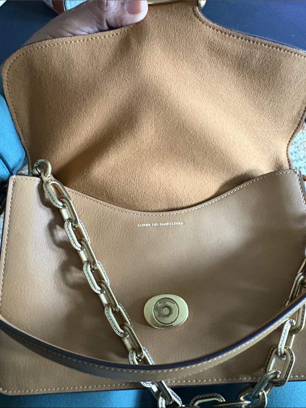 Coach Chain Tabby in Honey Leather Shoulder Bag with Gold Chain - Picture 7 of 7